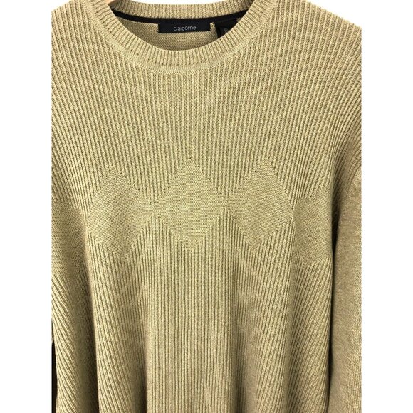 Claiborne Mens Size XL Tan Long Sleeve Ribbed Sweater 100% Cotton - Picture 3 of 11